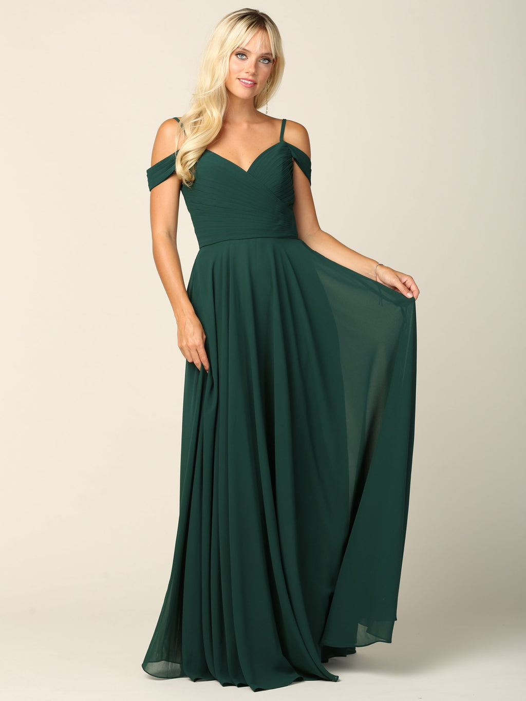 Florence Pleated Off Shoulder Chiffon Dress