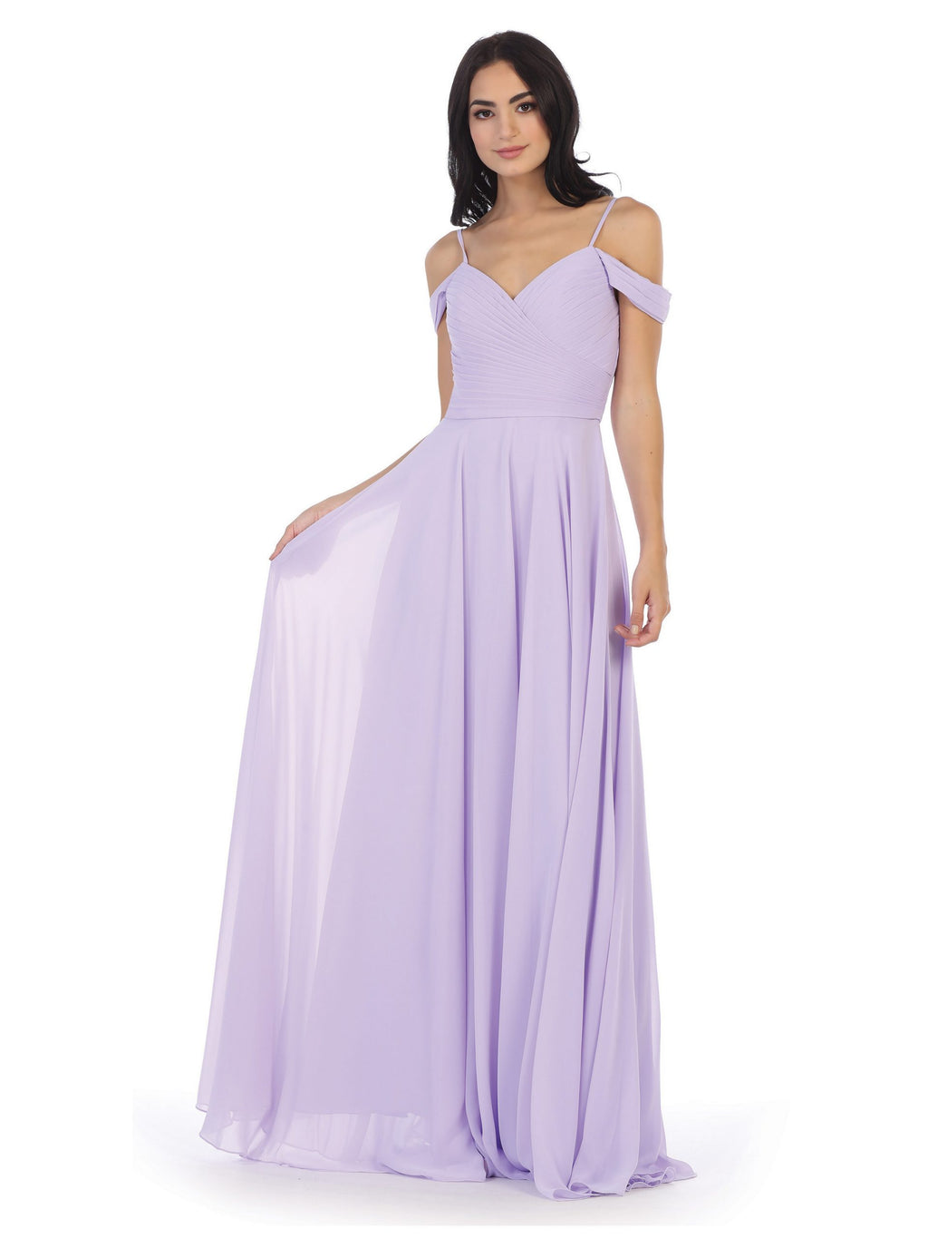 Florence Pleated Off Shoulder Chiffon Dress