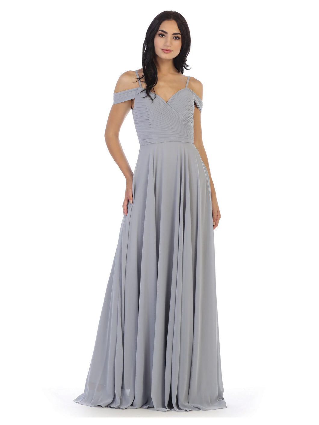 Florence Pleated Off Shoulder Chiffon Dress