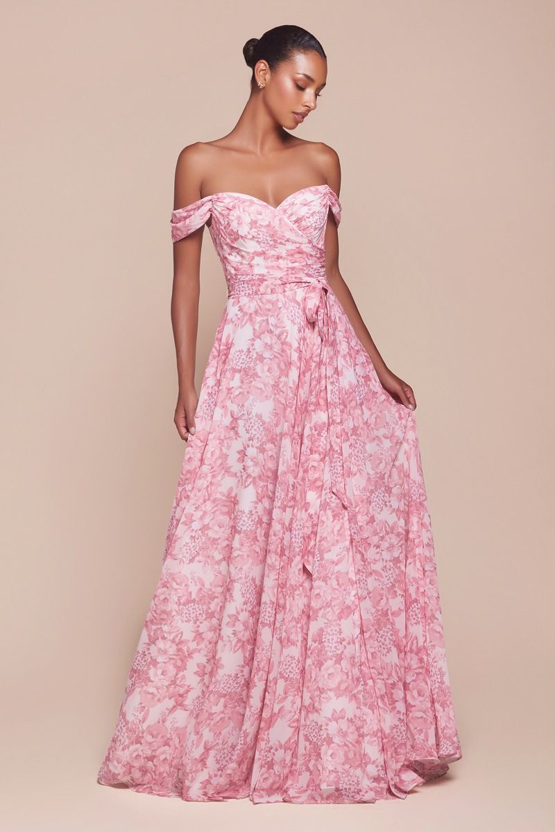 Bethany Off the Shoulder Floral Printed A-line Drses