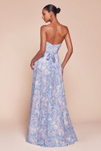 Load image into Gallery viewer, Bella Strapless A-Line Floral Satin Dress
