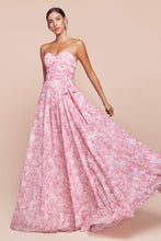 Load image into Gallery viewer, Bella Strapless A-Line Floral Satin Dress
