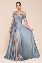 Load image into Gallery viewer, Julia A-line Satin Off the Shoulder Dress
