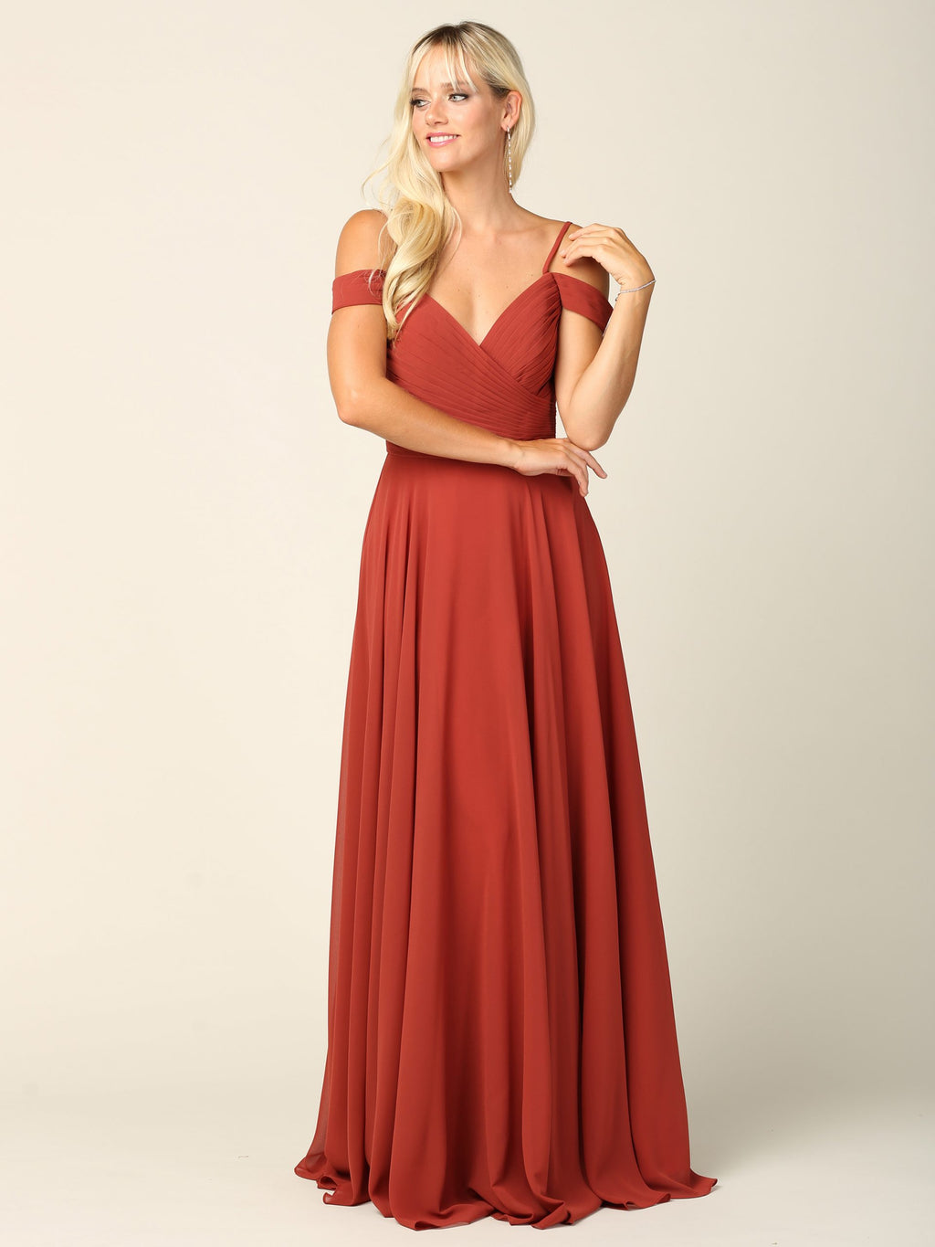 Florence Pleated Off Shoulder Chiffon Dress