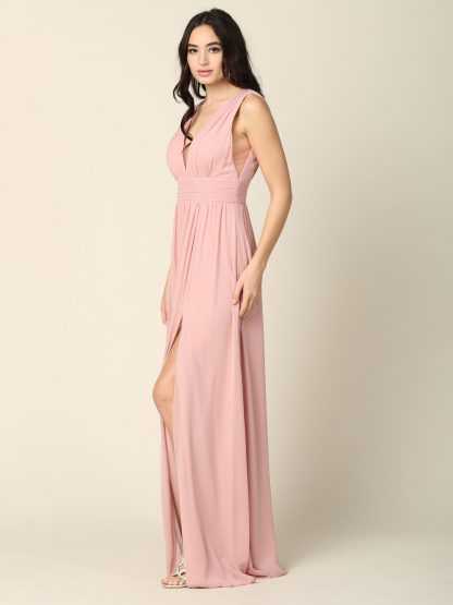 Sicily V-Neck Front and Back Grecian Chiffon Dress