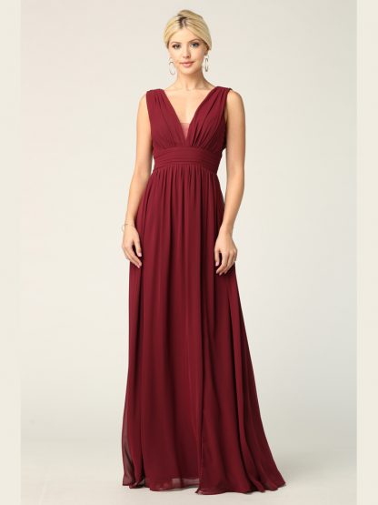 Sicily V-Neck Front and Back Grecian Chiffon Dress