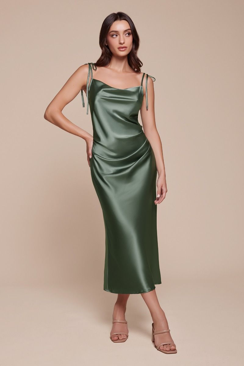 Bristol Slim Fit Satin Slip Midi Dress