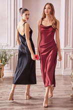 Load image into Gallery viewer, Bristol Slim Fit Satin Slip Midi Dress
