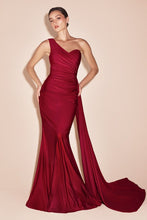 Load image into Gallery viewer, Natalie One Shoulder Stretch Satin Gown
