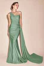 Load image into Gallery viewer, Natalie One Shoulder Stretch Satin Gown
