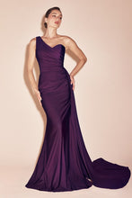 Load image into Gallery viewer, Natalie One Shoulder Stretch Satin Gown
