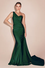 Load image into Gallery viewer, Natalie One Shoulder Stretch Satin Gown
