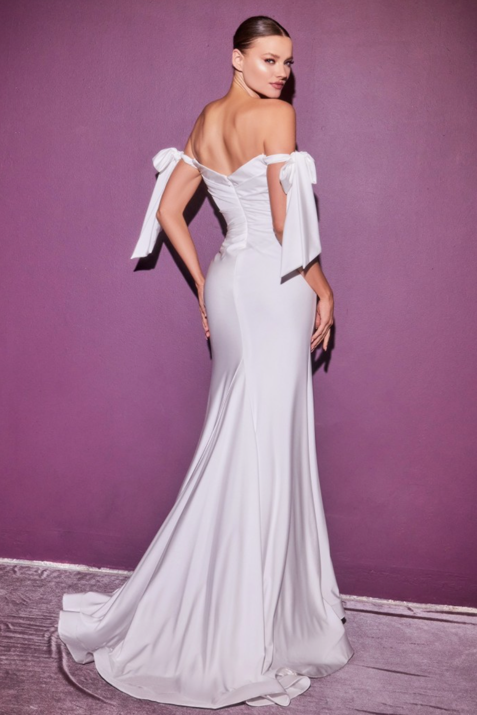 Nancy Stretch Luxe Satin Tie White Dress