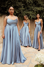 Load image into Gallery viewer, Crete Satin Cowl Tie A-Line Dress
