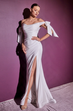 Load image into Gallery viewer, Nancy Stretch Luxe Satin Tie White Dress
