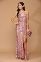 Load image into Gallery viewer, Samara One Shoulder Sequin Dress with Slit
