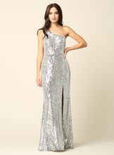 Load image into Gallery viewer, Samara One Shoulder Sequin Dress with Slit
