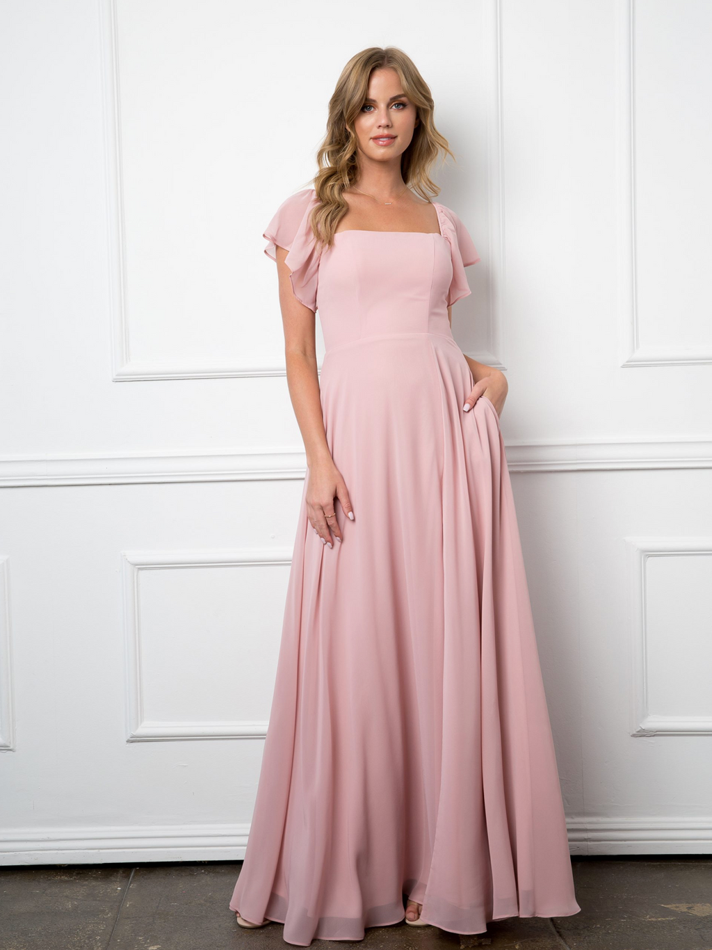 Moscow Convertible Half Sleeve Chiffon Dress with Front Slit